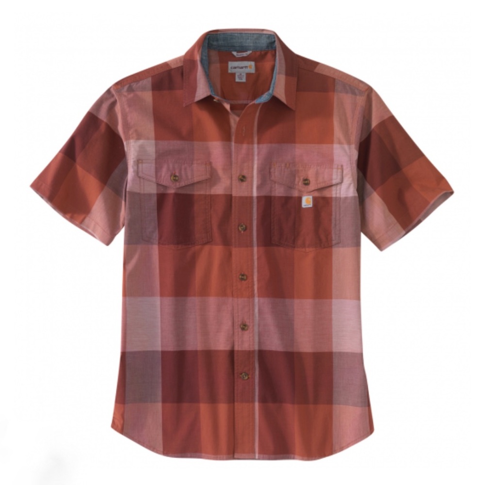 Carhartt Rugged Flex Relaxed Fit Lightweight Short Sleeve Brown Red 2021-XL